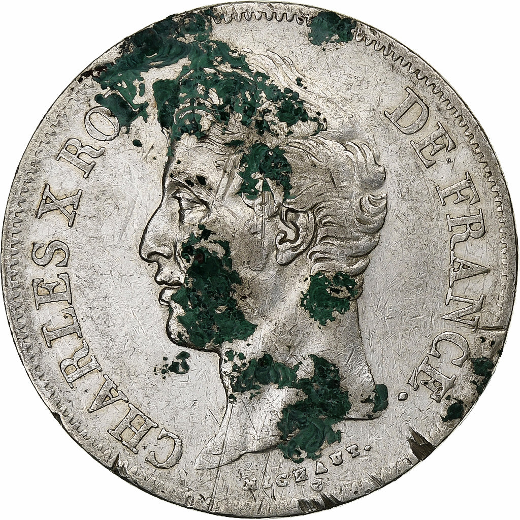 Frankreich, Charles X, 5 Francs, 1827, Bordeaux, Silber, SS