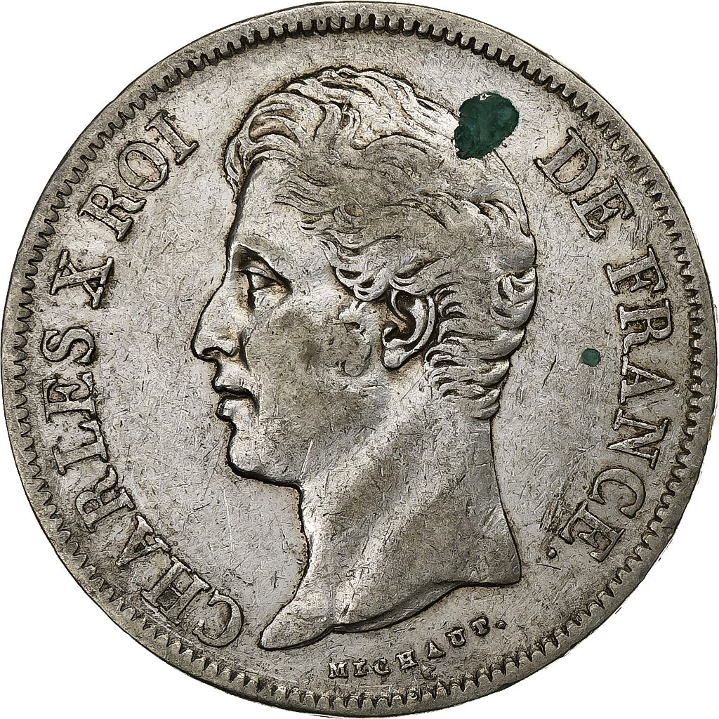 France, Charles X, 5 Francs, 1828, Marseille, Silver, EF(40-45)