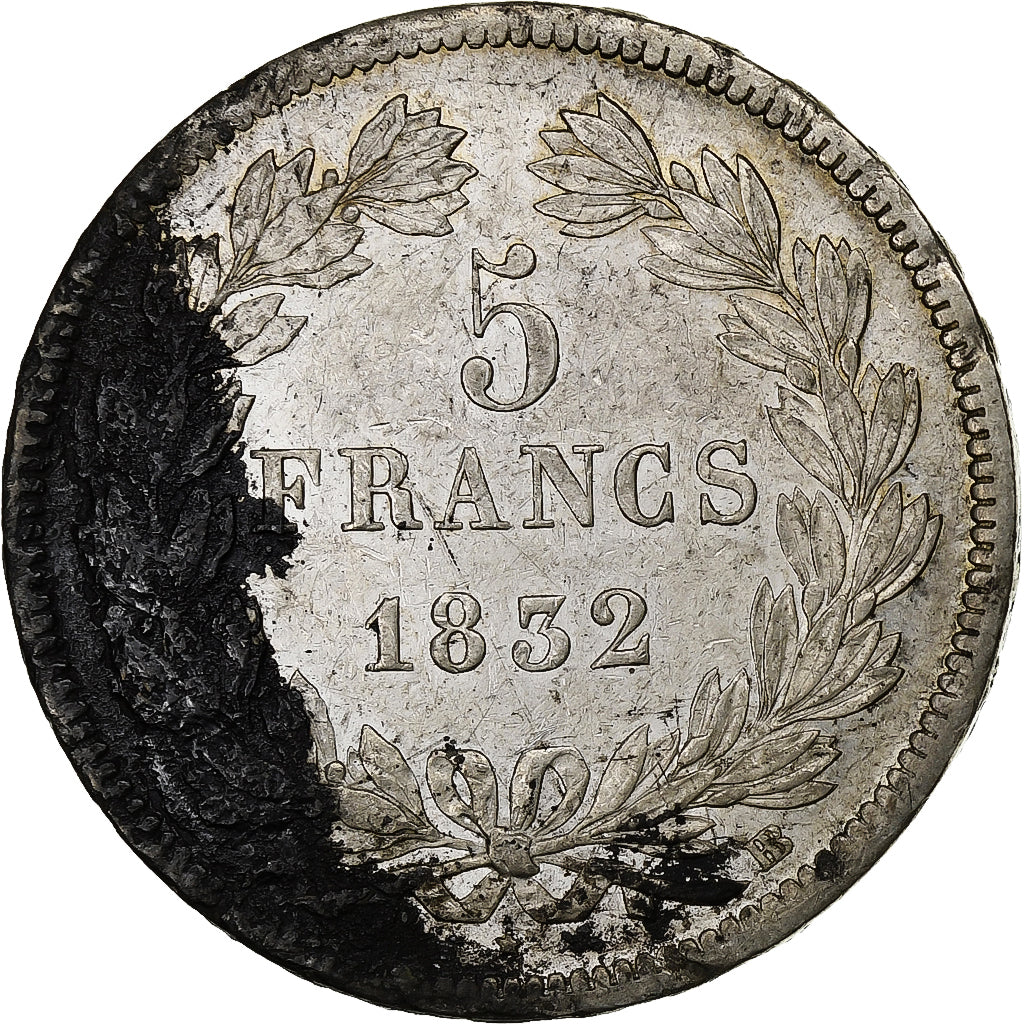 Francia, Louis-Philippe I, 5 Francs, 1832, Strasbourg, Plata, MBC+