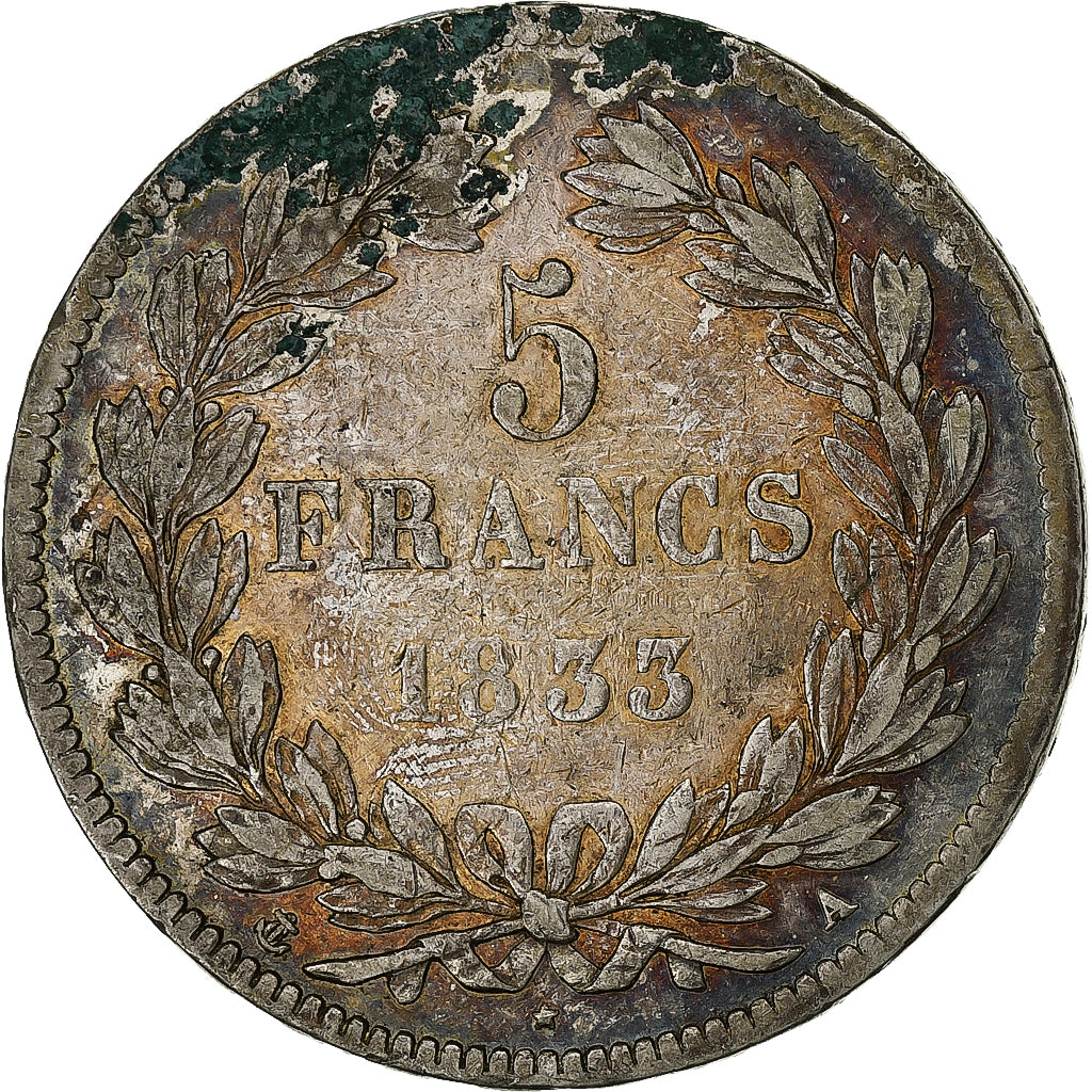France, Louis-Philippe I, 5 Francs, 1833, Paris, Silver, AU(50-53)