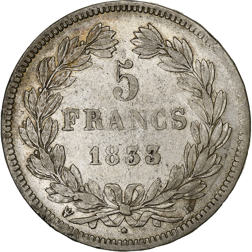Francia, Louis-Philippe I, 5 Francs, 1833, La Rochelle, Argento, BB+
