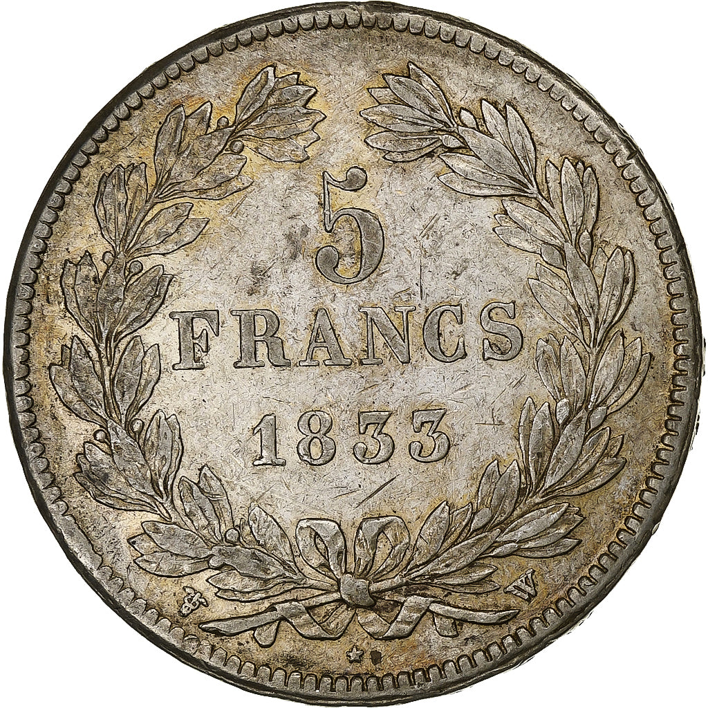 France, Louis-Philippe I, 5 Francs, 1833, Lille, Silver, AU(50-53), Gadoury:678