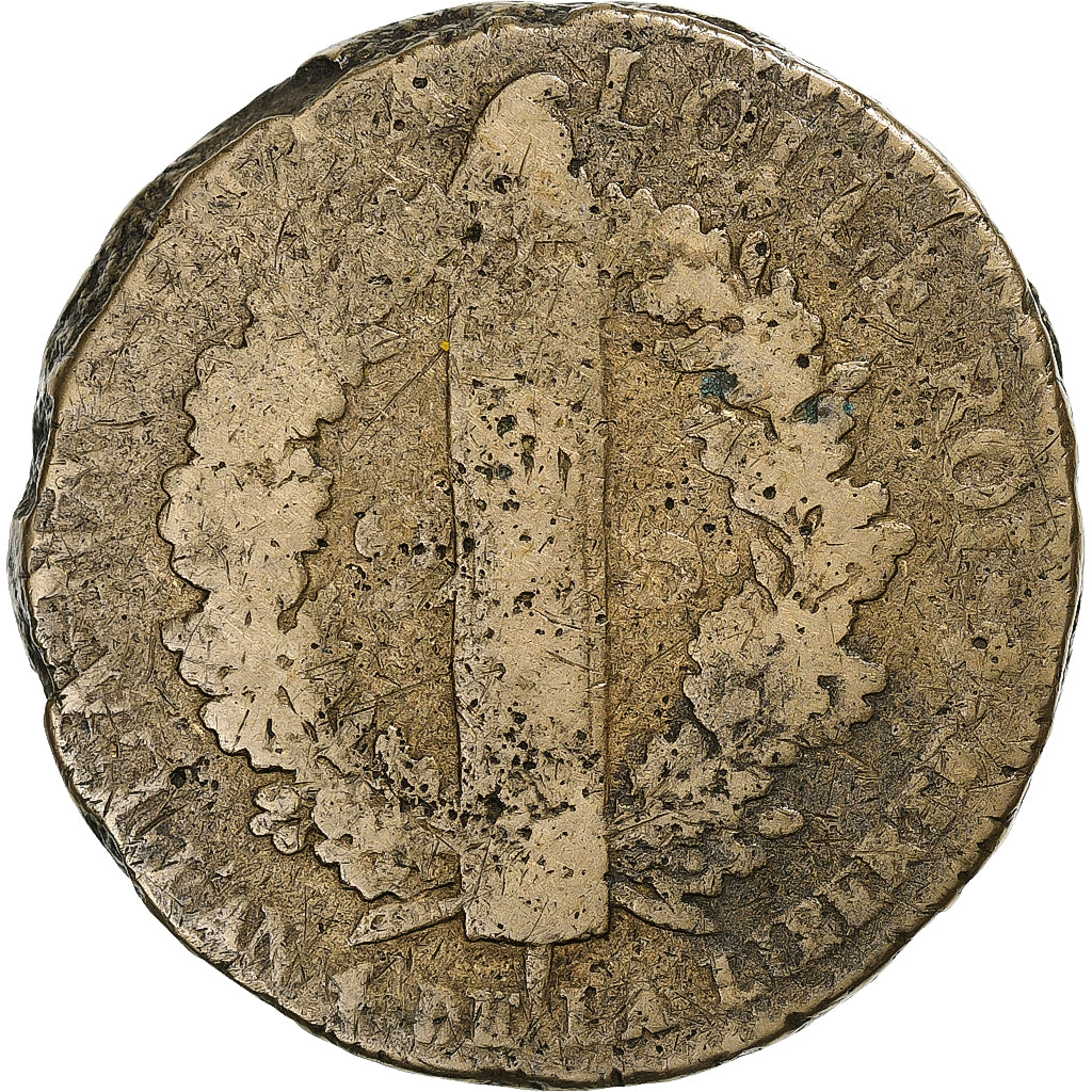 Frankreich, Louis XVI, 2 sols François, 1792 / AN 4, Paris, Métal de cloche, S