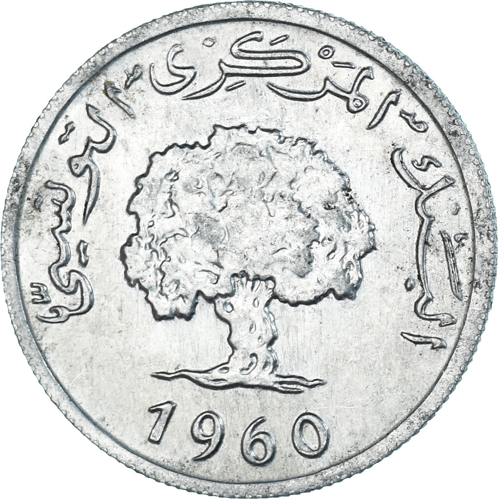 Munten, Tunisië, 2 Millim, 1960