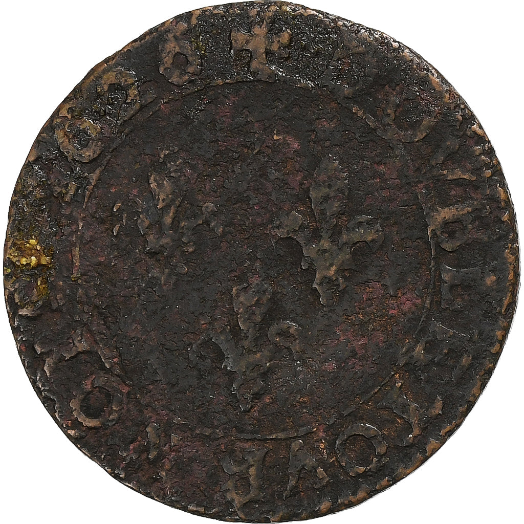 Francia, Louis XIII, Double Tournois, 1626, Poitiers, Cobre, BC