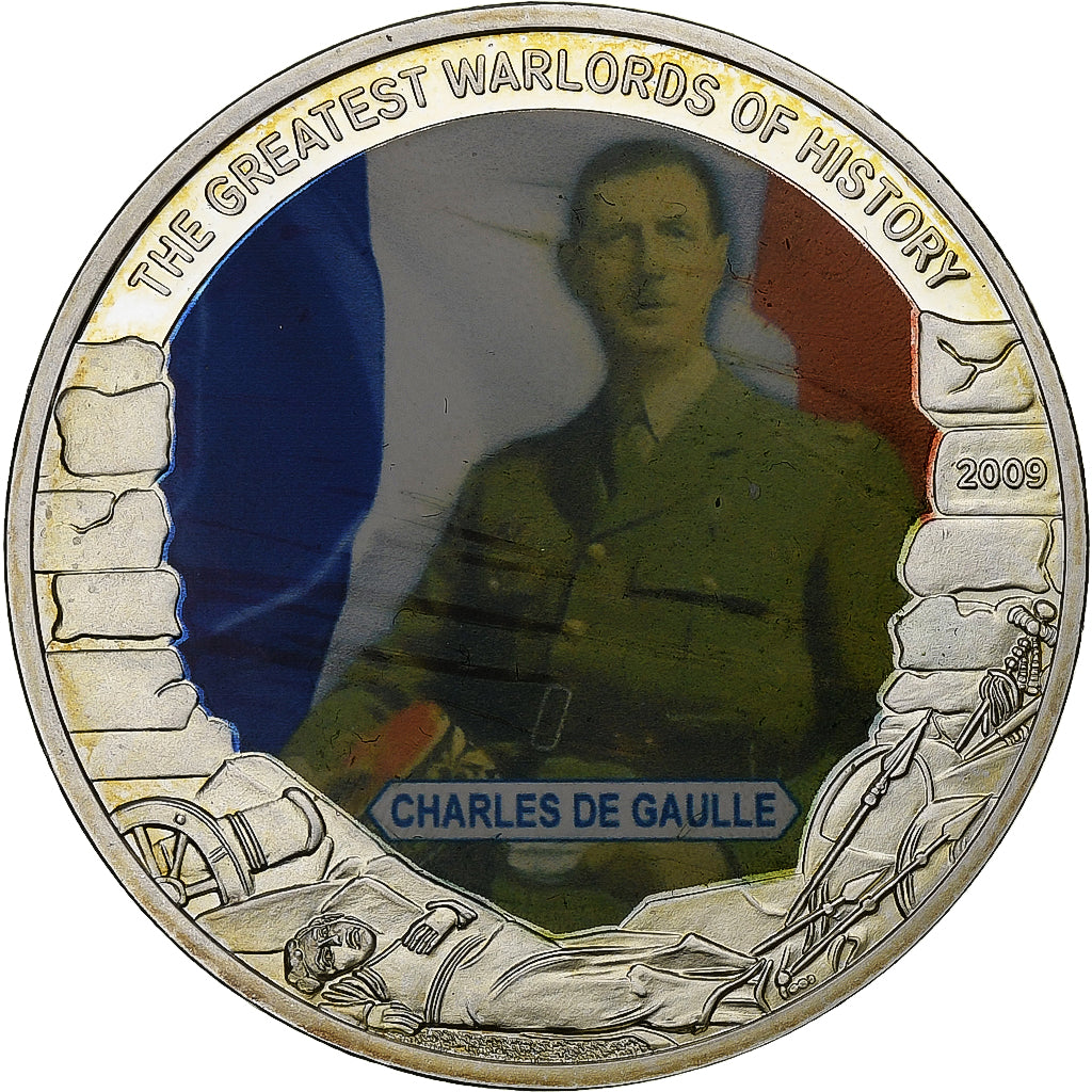 Liberia, 5 Dollars, The greatest warlords of History, 2009, Proof, Colorized