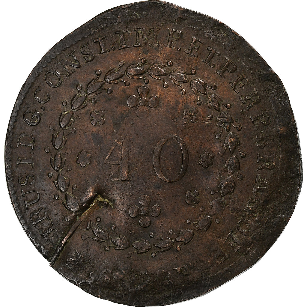 Brasile, Pedro I, 40 Reis, 1825, Rio de Janeiro, Rame, MB