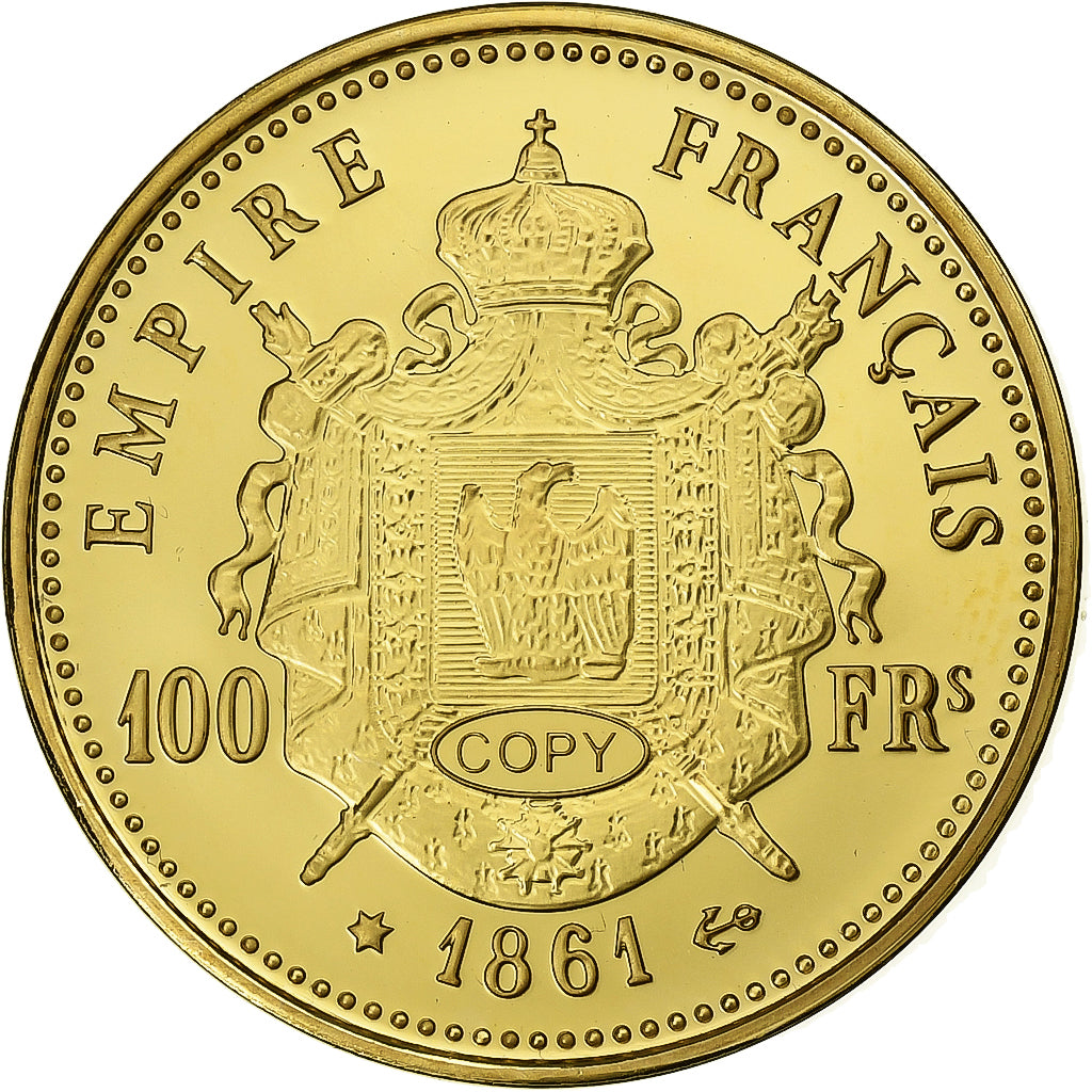 Frankreich, Medaille, Reproduction de la 100 Francs Or Napoléon III 1861, Gold
