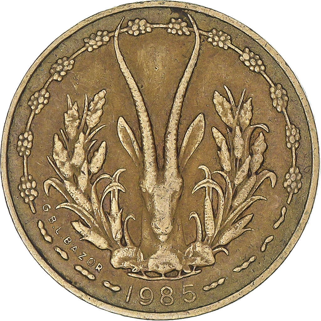 Moneta, Stati dell'Africa occidentale, 5 Francs, 1985