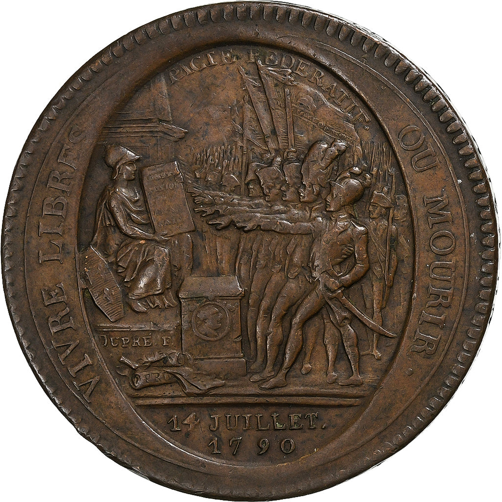 Francia, Monneron de 5 Sols, 1792, Birmingham, Rame, BB