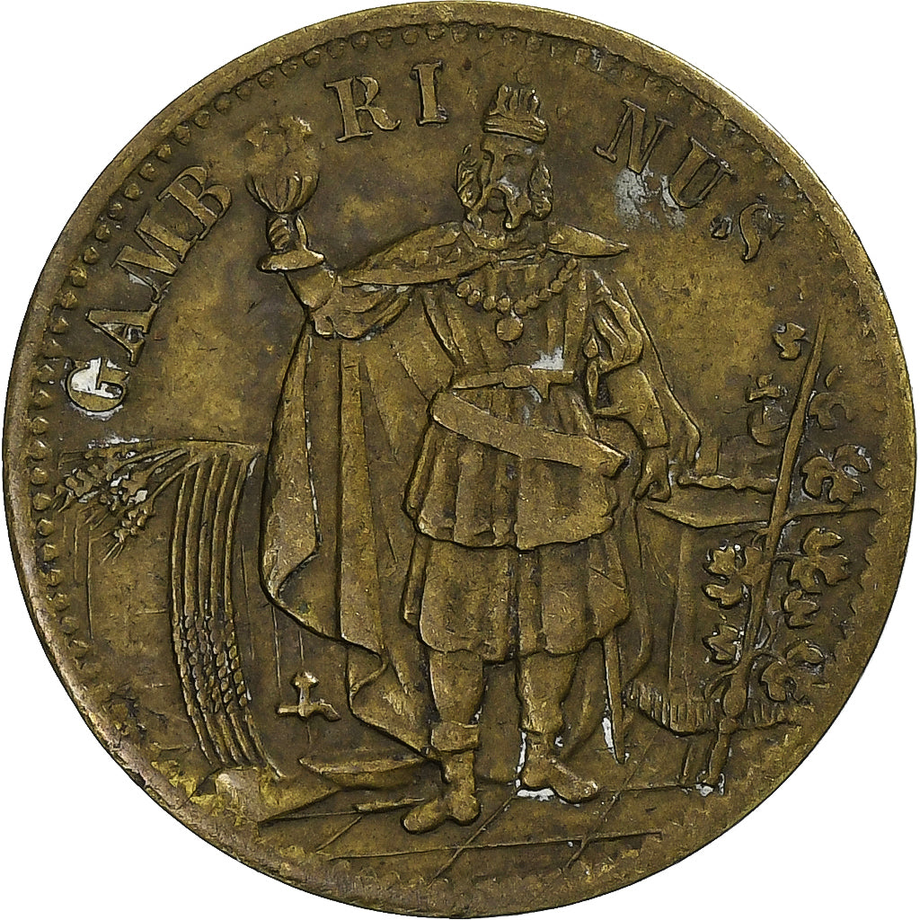 Allemagne, Jeton, Bon pour 1/2 litre de bière Gambrinus, Laiton, TTB