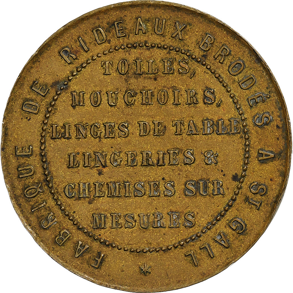 França, Advertising Token, Fabrique de rideaux brodés à St-Gall, Latão