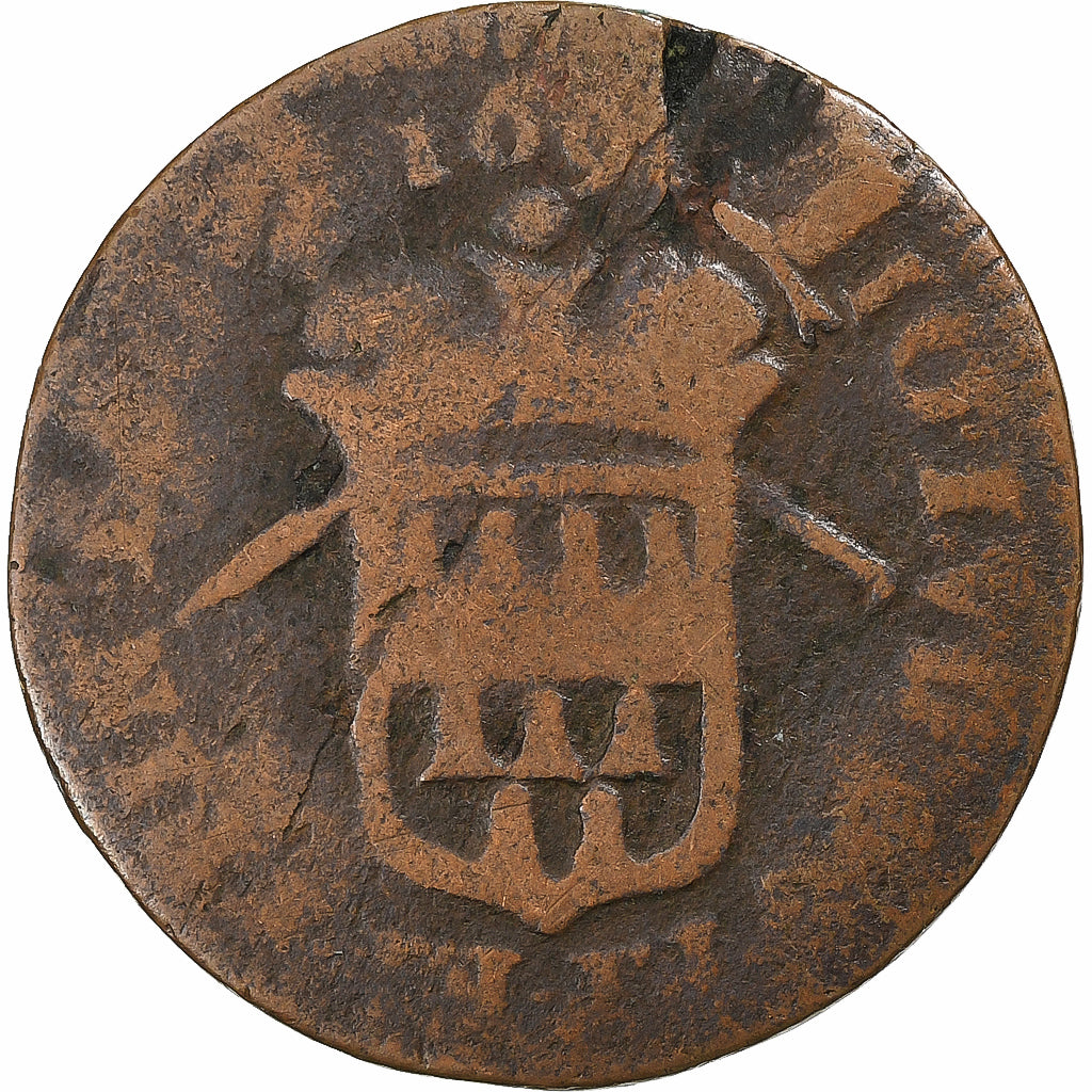 Prince-Bishopric of Liège, John Louis, Liard, 1691-1693, Liege, Copper