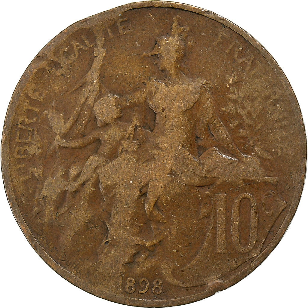 France, 10 Centimes, Daniel-Dupuis, 1898, Paris, Bronze, TB+
