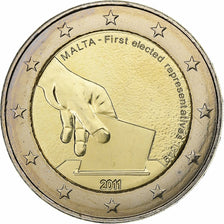 Malta, 2 Euro, First elected representatives, 2011, Bimetálico, MS(63)