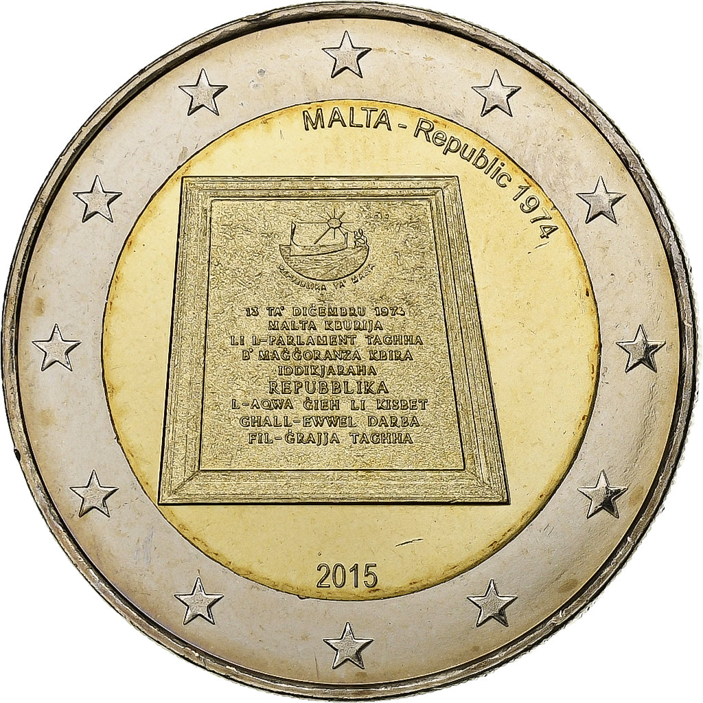Malta, 2 Euro, Republic of Malta, 2015, Bi-Metallic, MS(63)