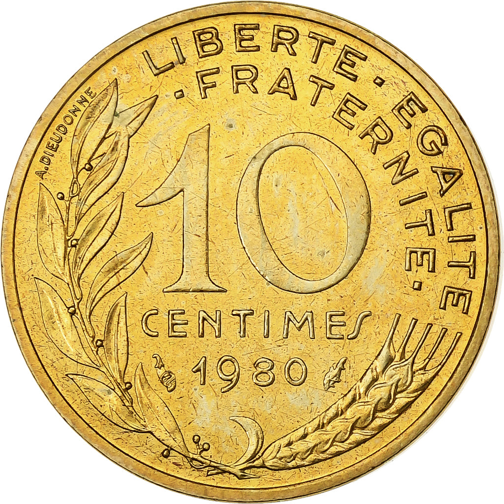 France, 10 Centimes, Marianne, 1980, MDP, série FDC, Bronze-Aluminium