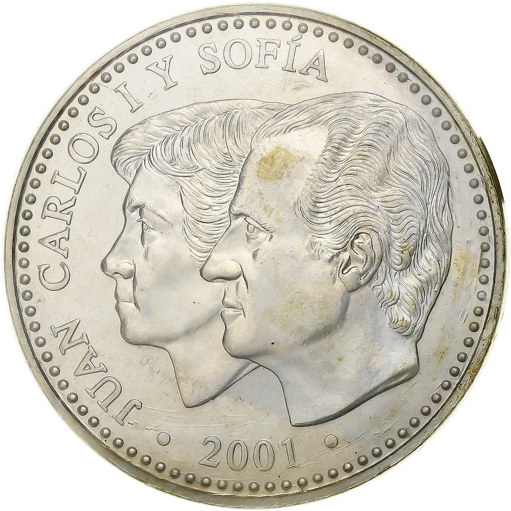 Spain, Juan Carlos I, 2000 Pesetas, 2001, Madrid, Last issue, Silver, MS(65-70)
