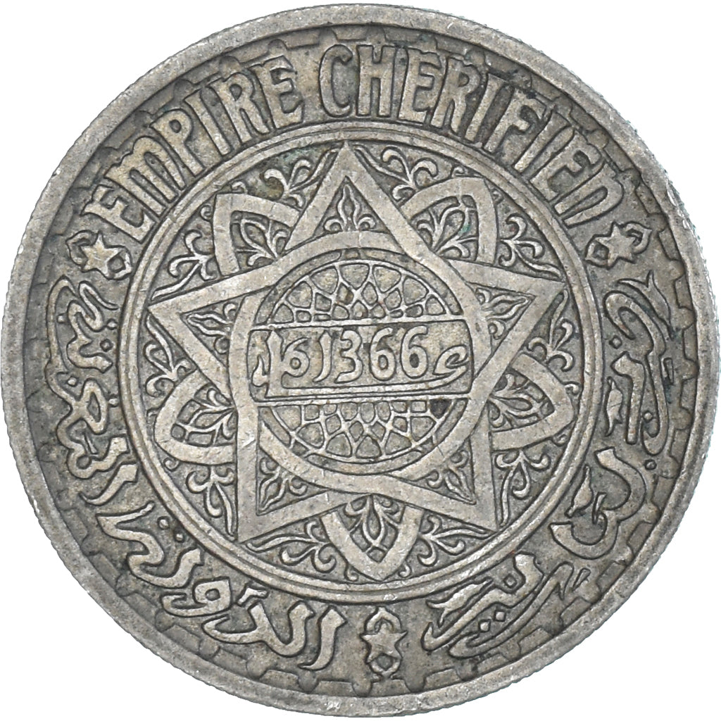 Moeda, Marrocos, 10 Francs, 1366