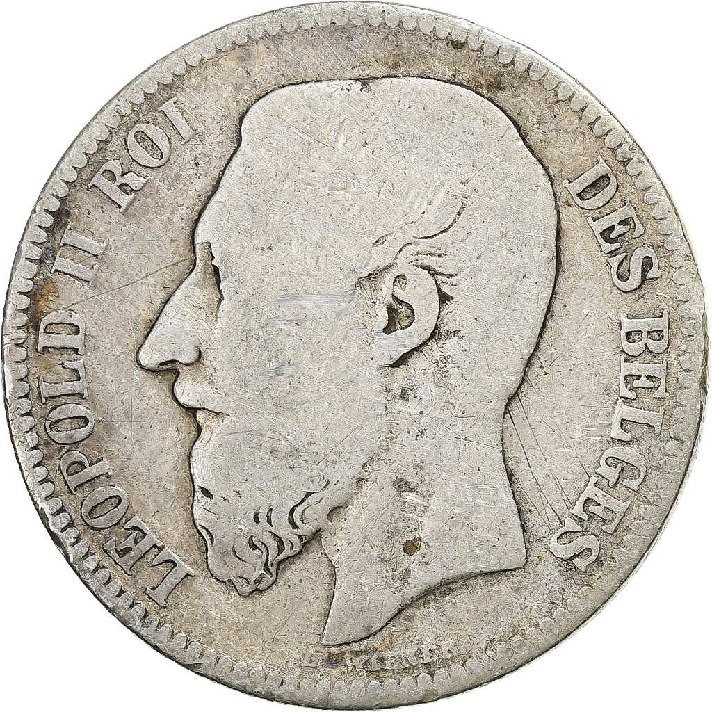 Belgium, Leopold II, 2 Francs, 1867, Brussels, Silver, F(12-15)