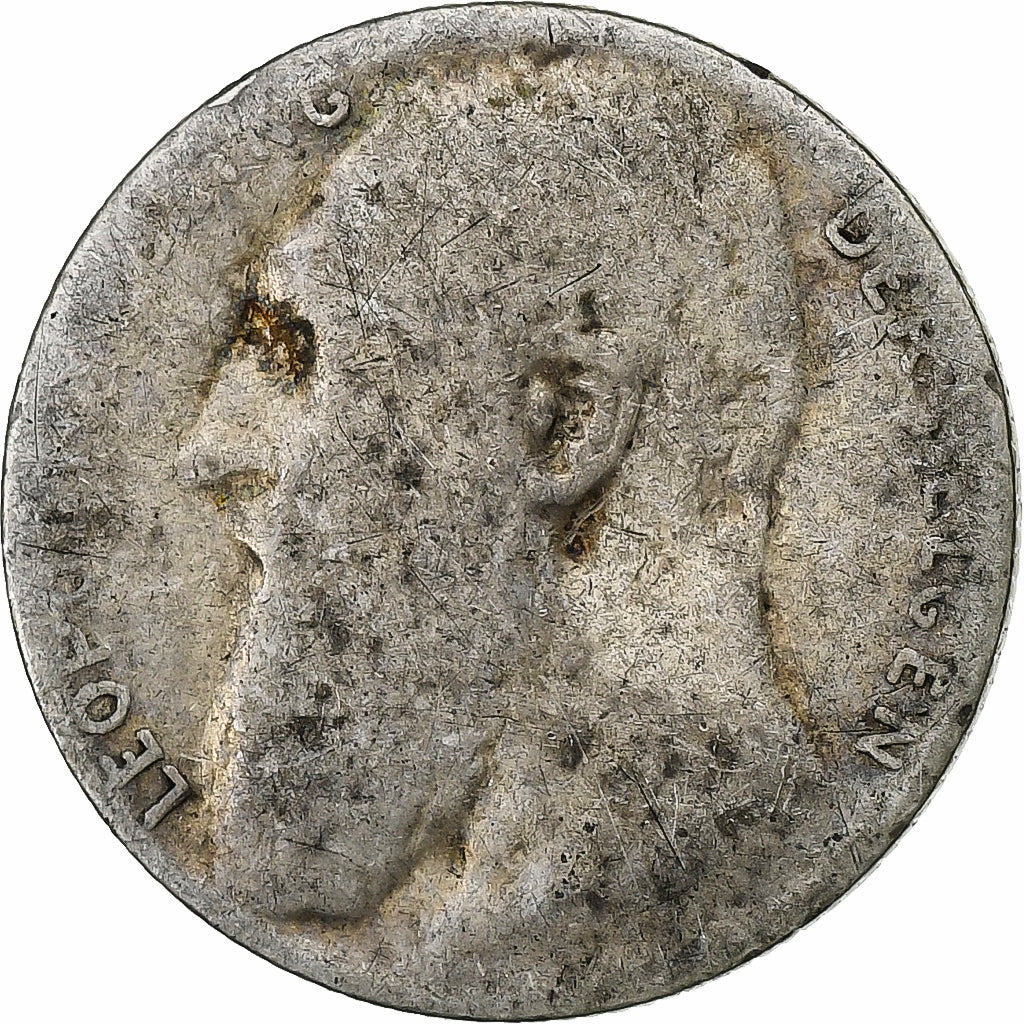 België, Leopold II, 50 Centimes, 1901, Brussels, Zilver, ZG