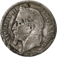 France, Napoleon III, 1 Franc, 1867, Strasbourg, Silver, VF(30-35)