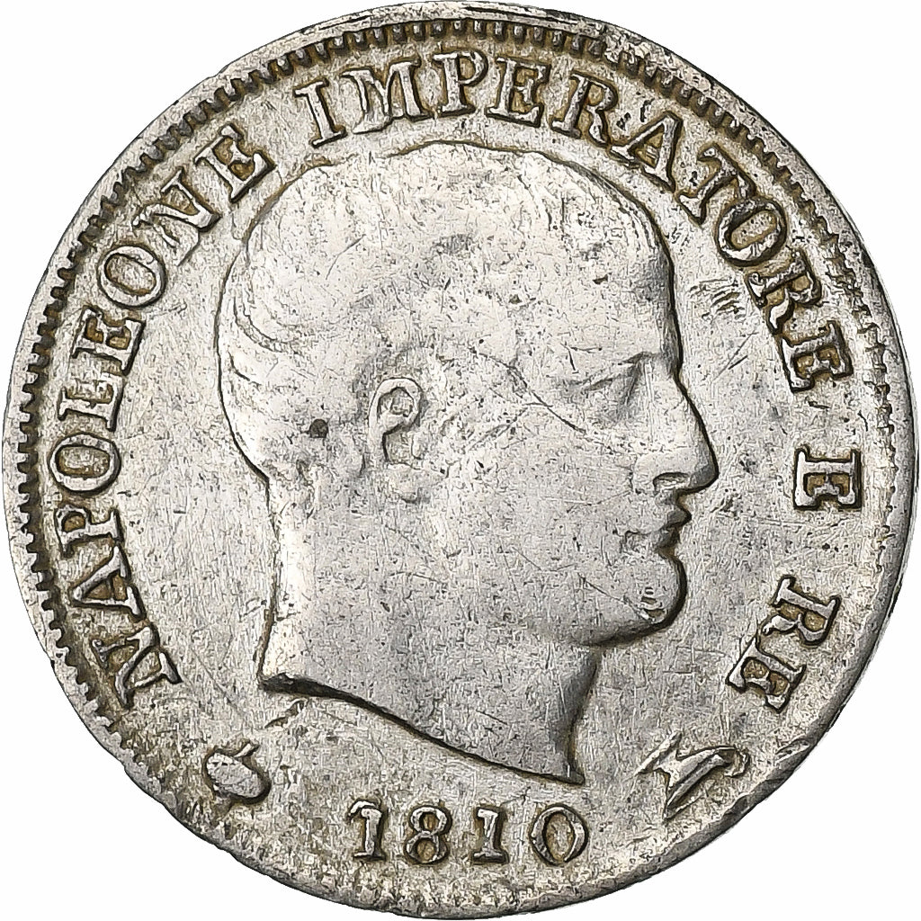 Italy, Napoleon I, 5 Soldi, 1810, Milan, Silver, VF(30-35)