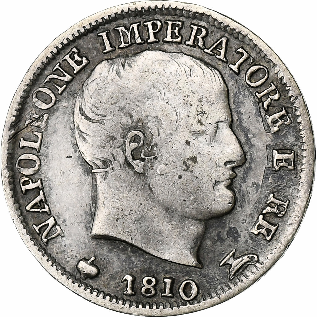 Italy, Napoleon I, 5 Soldi, 1810, Milan, Silver, VF(30-35)