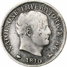 Italy, Napoleon I, 5 Soldi, 1810, Milan, Silver, VF(30-35)