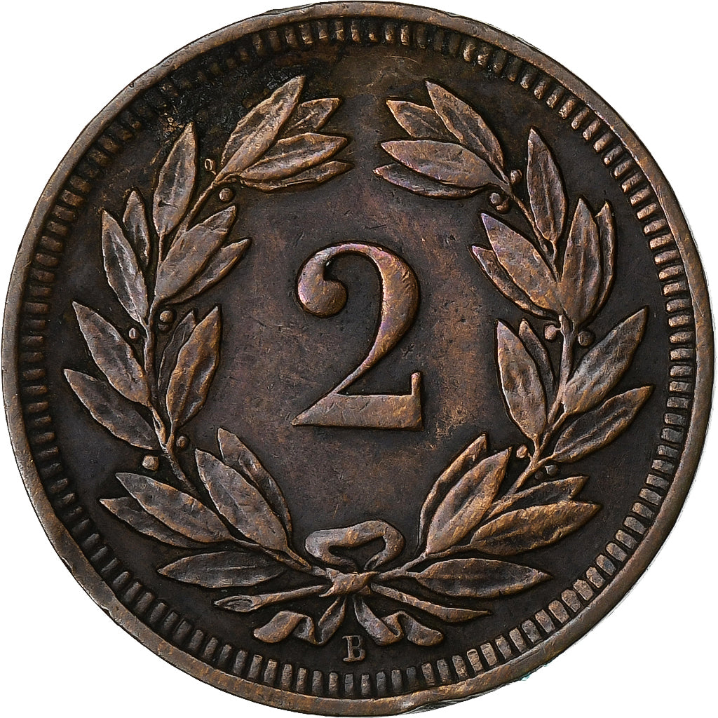 Suiza, 2 Rappen, Écusson, 1893, Berne, Bronce, MBC