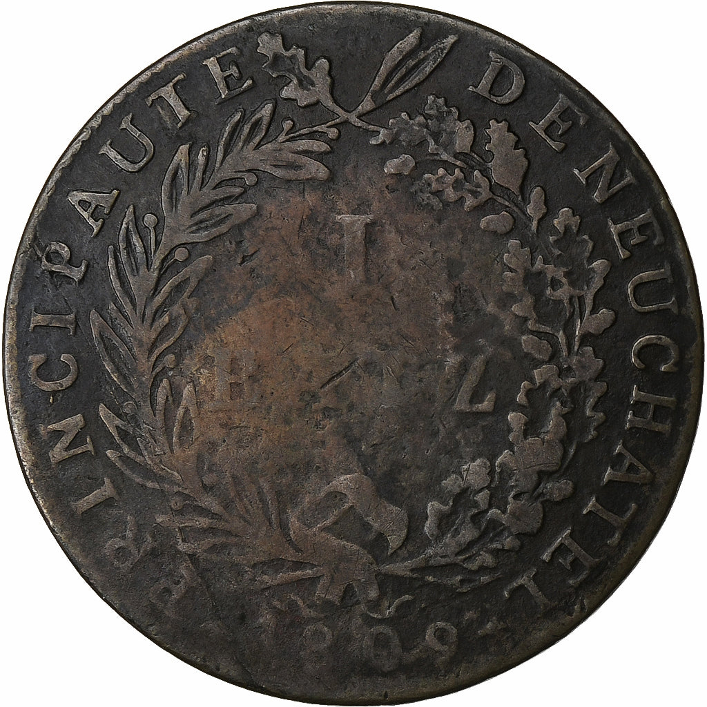 Principality of Neuchâtel, Alexandre Berthier, Batzen, 1809, Biglione, MB+