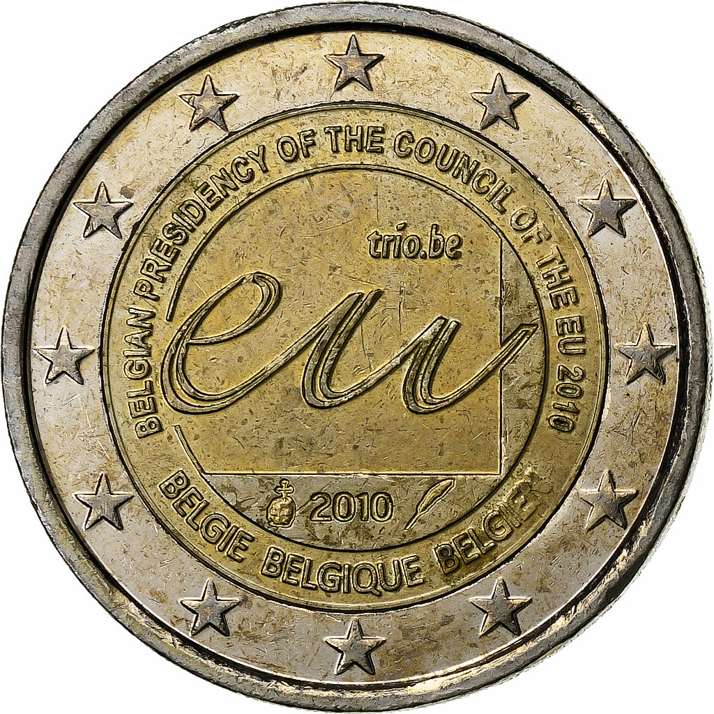 Belgia, Albert II, 2 Euro, Presidency EU, 2010, Brussels, Bimetaliczny
