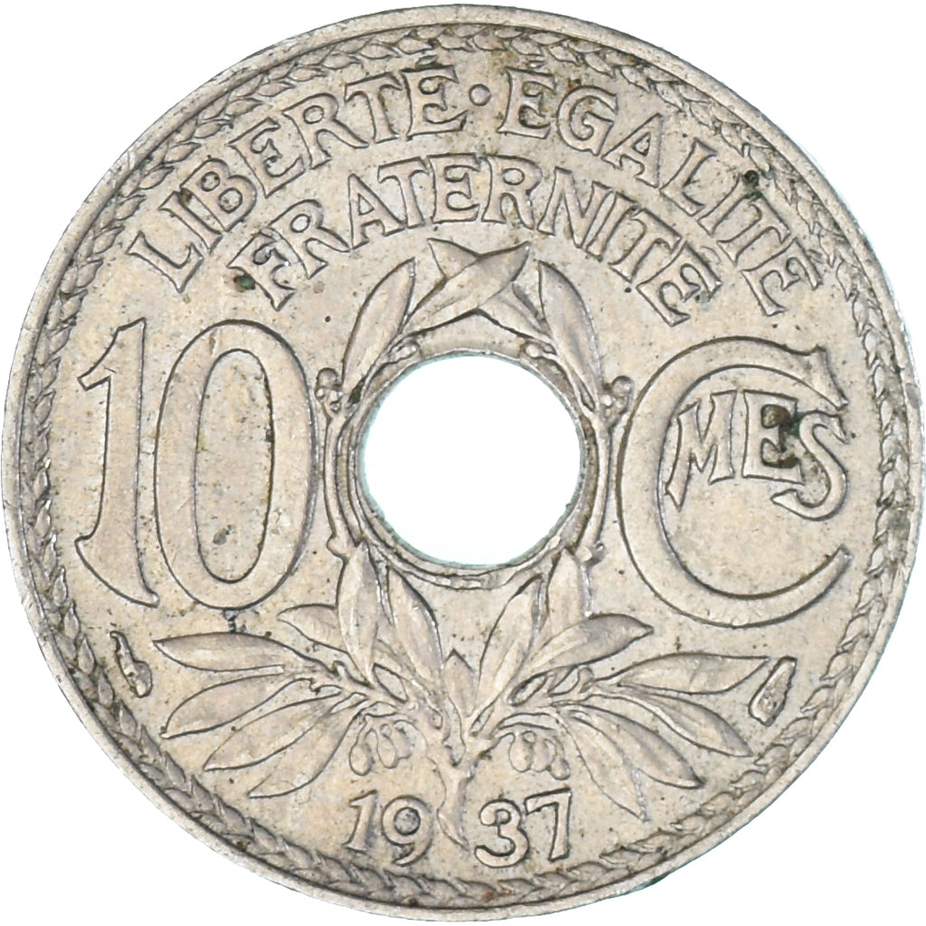 Moeda, França, 10 Centimes, 1937