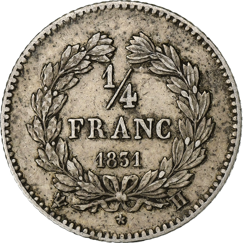 França, Louis-Philippe I, 1/4 Franc, 1831, La Rochelle, Prata, EF(40-45)