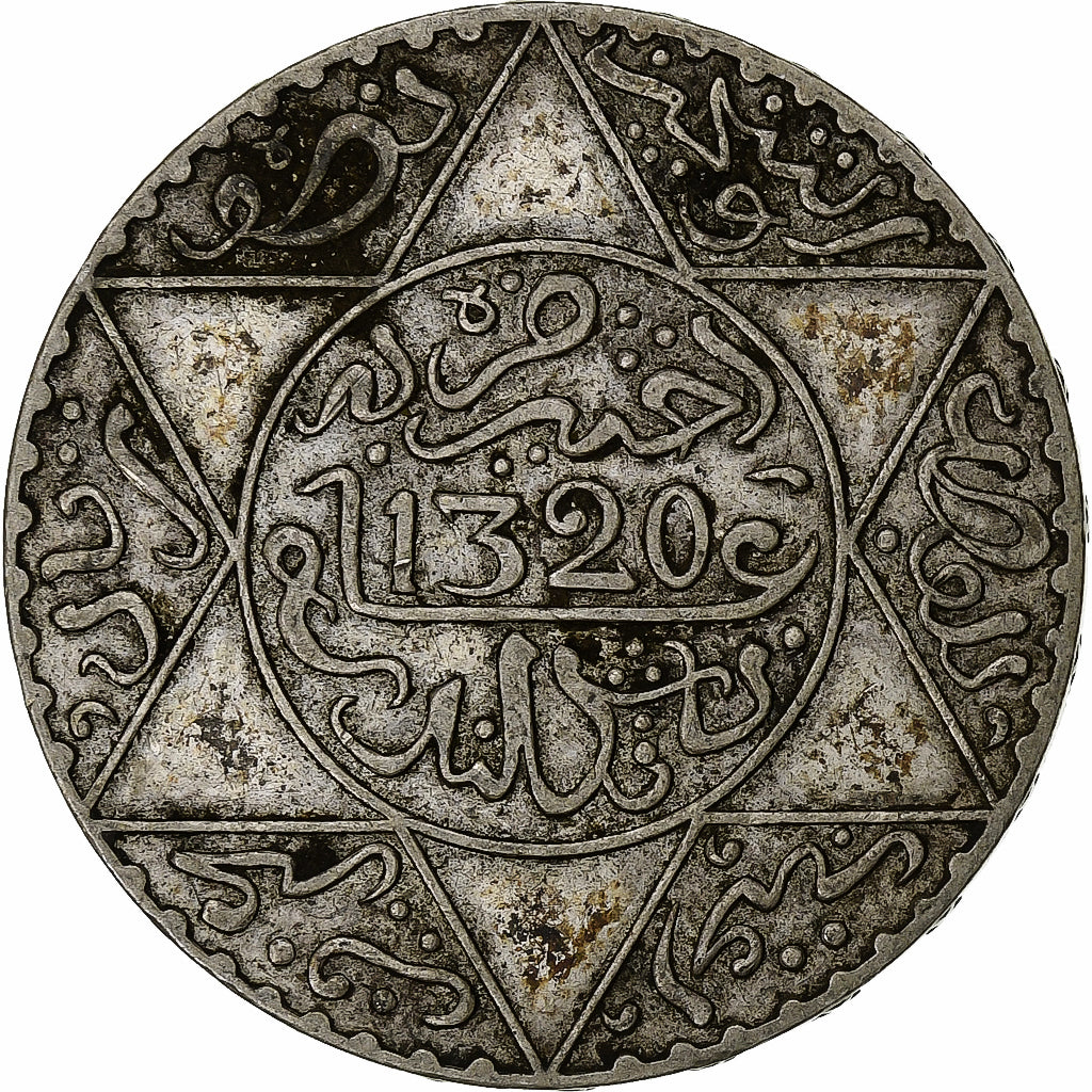 Maroc, Abdelaziz, 5 Dirhams, AH 1320 (1903), Berlin, Argent, TTB