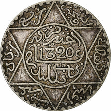 Morocco, Abdelaziz, 2-1/2 Dirhams, AH 1320 (1903), London, Silver, EF(40-45)
