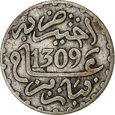 Morocco, Hassan I, 1/2 Dirham, AH 1309 (1892), Paris, Silver, VF(30-35)