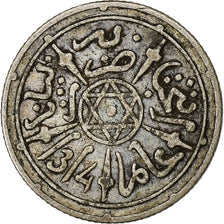 Morocco, Abdelaziz, 1/2 Dirham, AH 1314 (1897), Paris, Silver, VF(30-35)