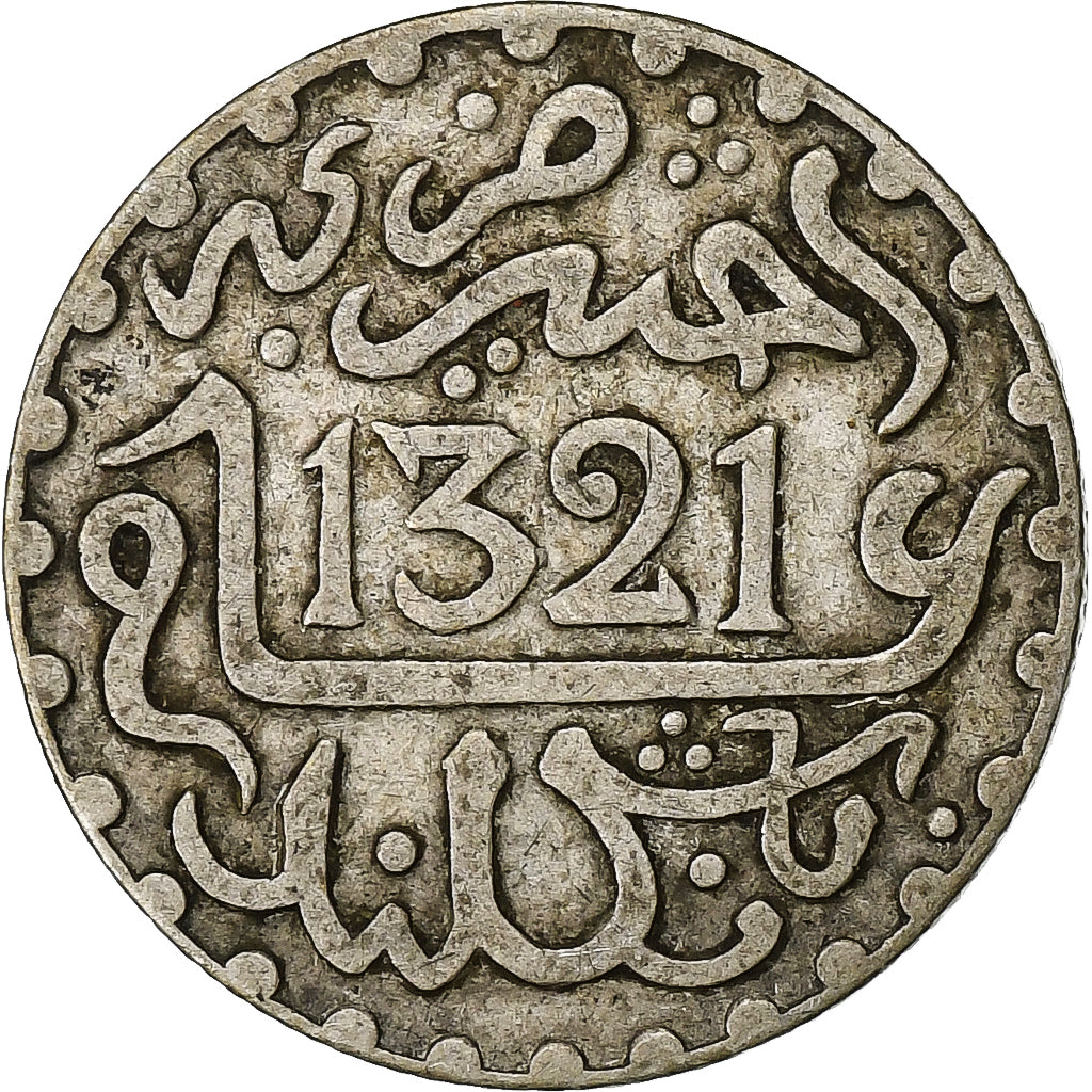 Marokko, Abdelaziz, 1/2 Dirham, AH 1321 (1903), London, Silber, S+