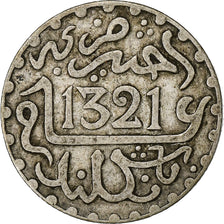 Morocco, Abdelaziz, 1/2 Dirham, AH 1321 (1903), London, Silver, VF(30-35)
