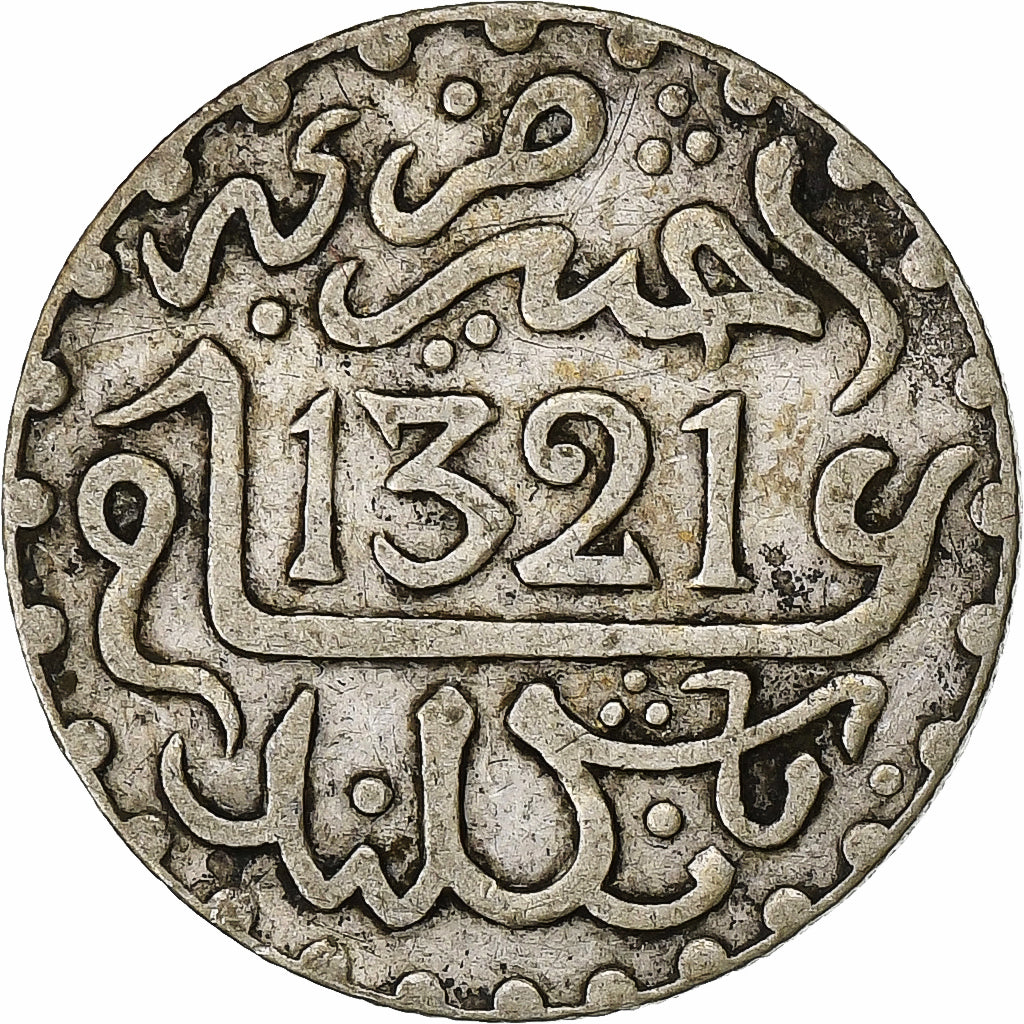 Marokko, Abdelaziz, 1/2 Dirham, AH 1321 (1903), London, Silber, S+