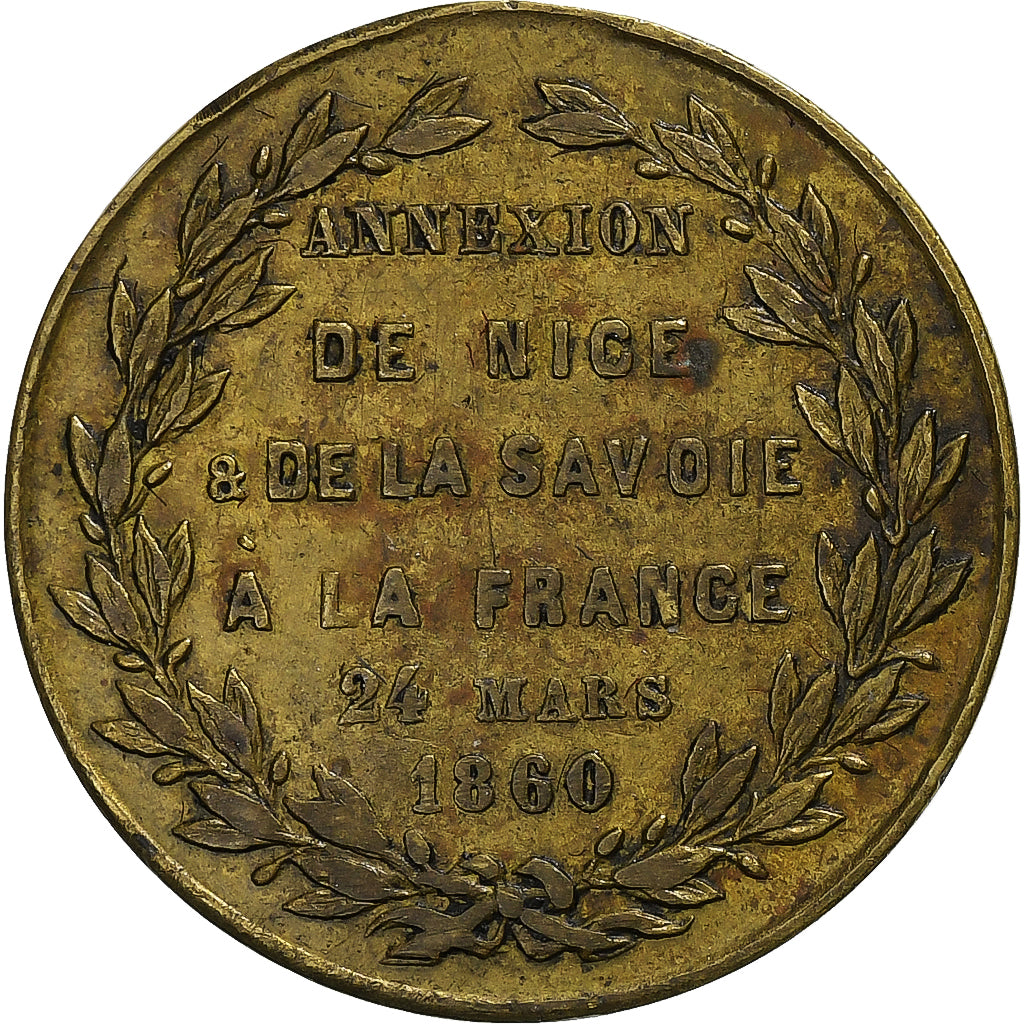 France, Médaille, Napoléon III, Annexion de la Savoie et Nice, 1860, Laiton
