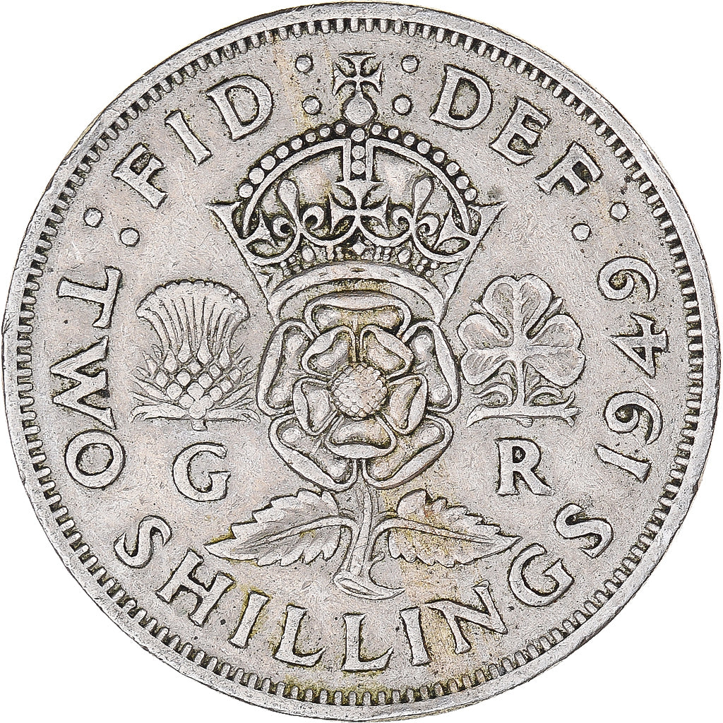 Münze, Großbritannien, Florin, Two Shillings, 1949