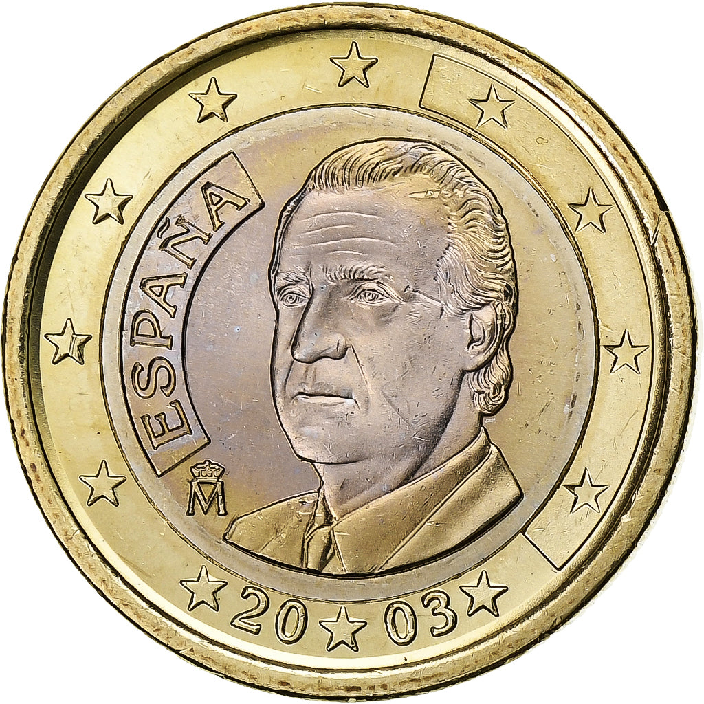 Spanien, Juan Carlos I, 1 Euro, 2003, Madrid, Bi-Metallic, UNZ