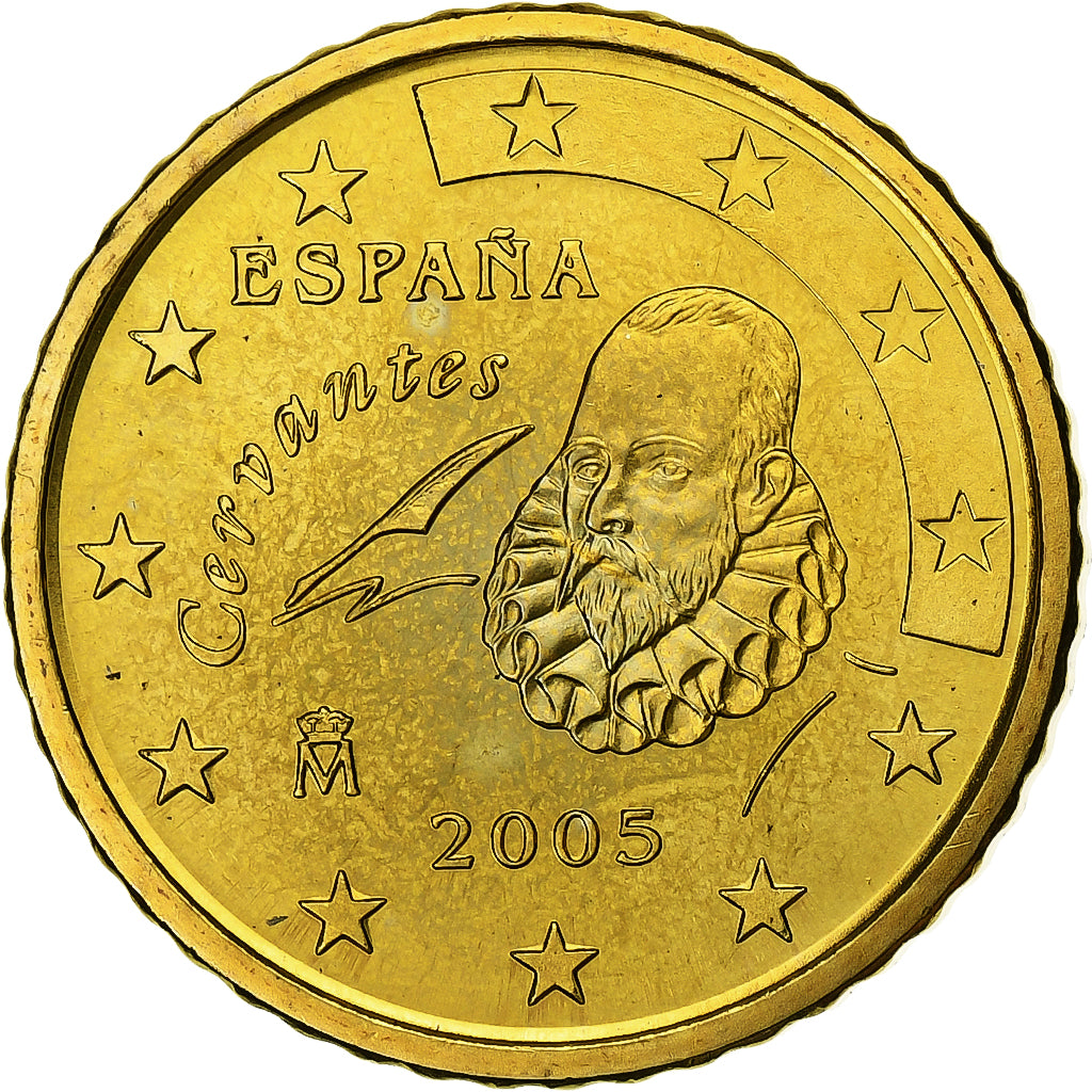 España, 50 Centimes, Miguel de Cervantes, 2005, Madrid, Nordic gold, SC