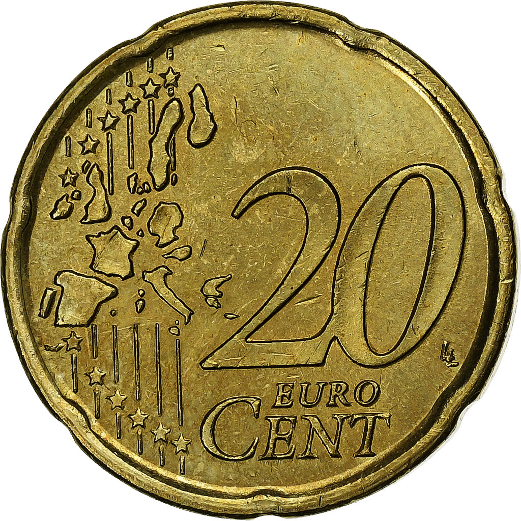 España, 20 Centimes, Miguel de Cervantes, 1999, Madrid, Nordic gold, SC