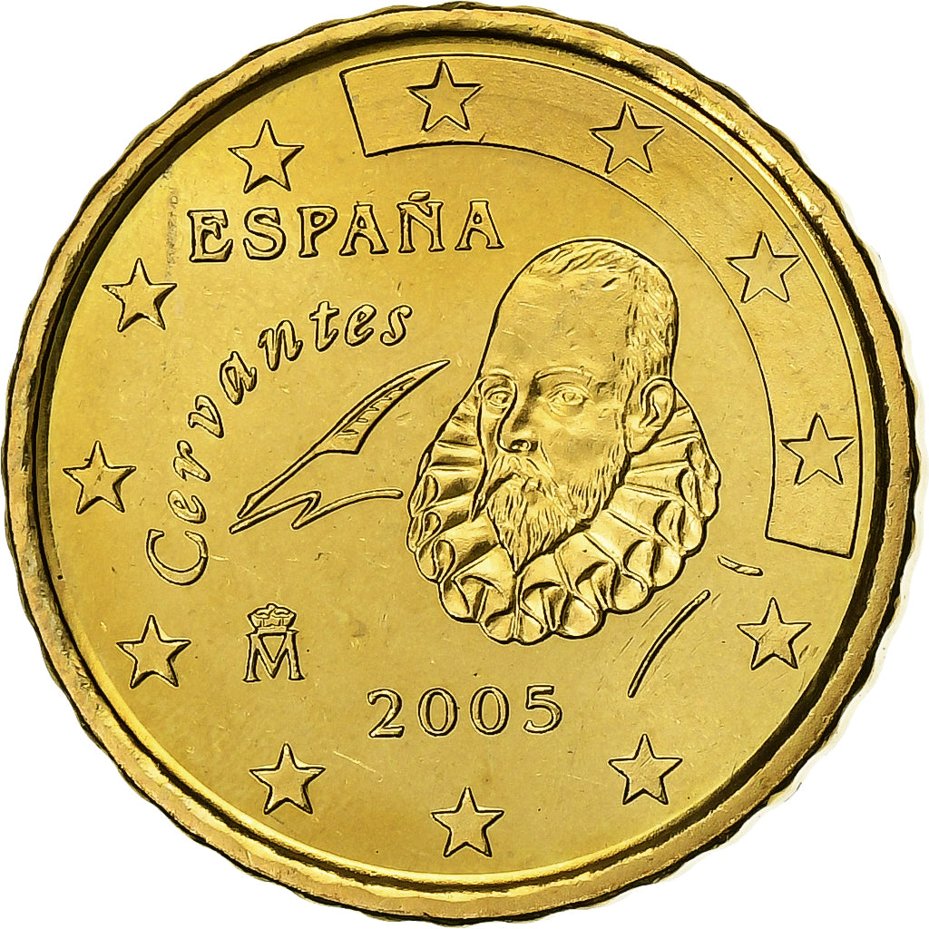 España, 10 Centimes, Miguel de Cervantes, 2005, Madrid, Nordic gold, SC