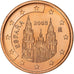 Spanje, 5 Centimes, 2005, Madrid, Copper Plated Steel, UNC-