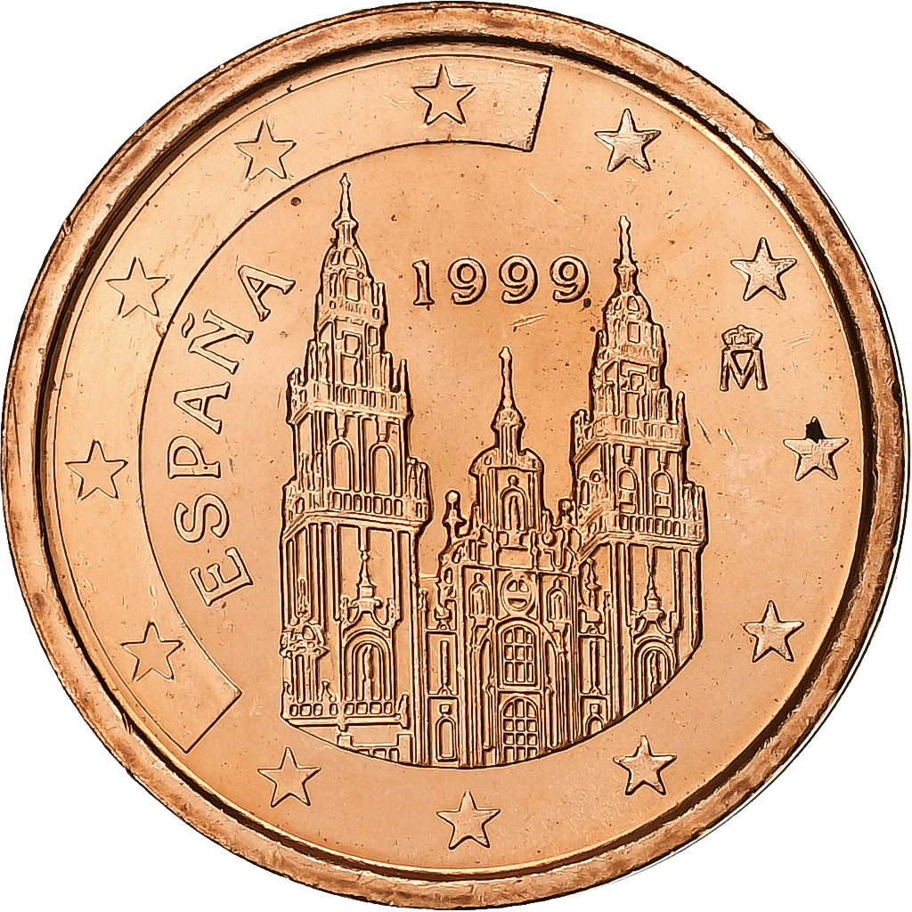 Spanje, 2 Centimes, 1999, Madrid, Copper Plated Steel, UNC-