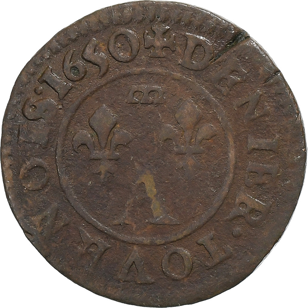 Vorstendom Dombes, Gaston van Orleans, Denier Tournois, 1650, Trévoux, Koper